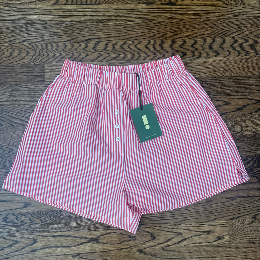 DAILY DRILLS Red and White Poplin Shorts